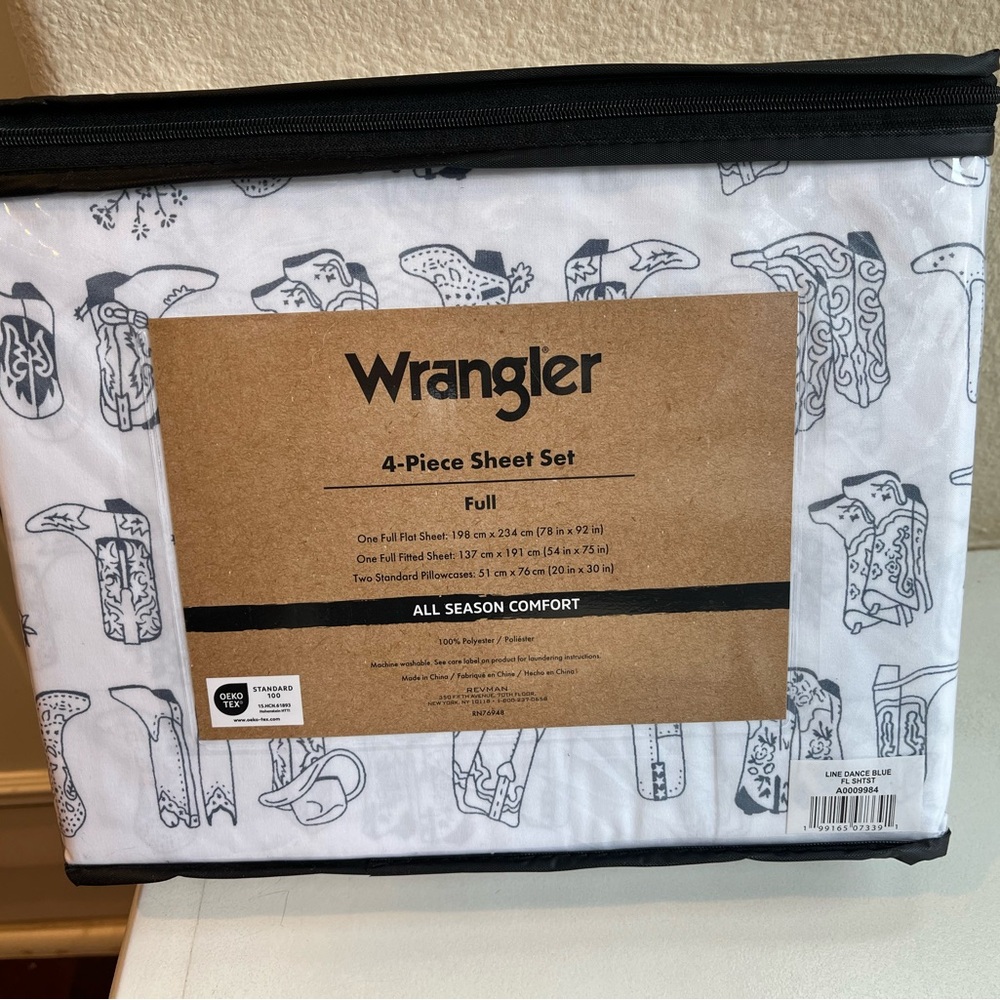 Wrangler Full Sheet Set with Blue Cowboy Boot Design